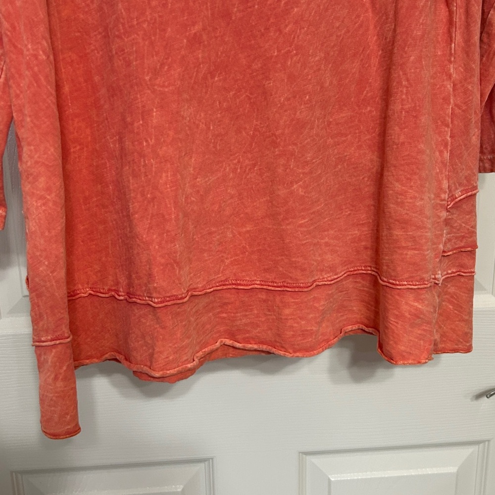 Jess & Jane Cotton Peach Dragonfly Tunic Florals Spring Summer Natural Fiber M - Picture 11 of 12